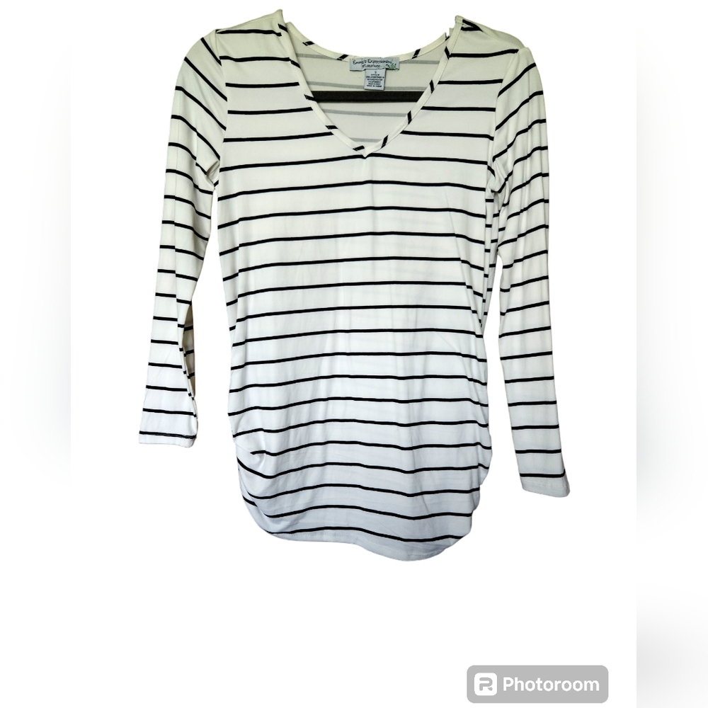 Black and white strip maternity shirt.